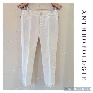 🦋Cartonnier for Anthropologie White Ankle Pants with Lace Hem🦋